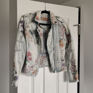 Blank NYC Floral Embroidered Denim Jacket